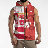 Canada and Japan Rugby Custom Sleeveless Zip Hoodie Canucks Brave Blossoms Together Pacific - Polynesian Pride