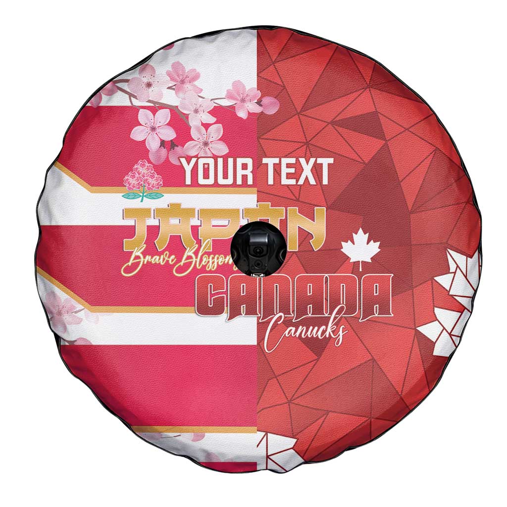Canada and Japan Rugby Custom Spare Tire Cover Canucks Brave Blossoms Together Pacific - Polynesian Pride