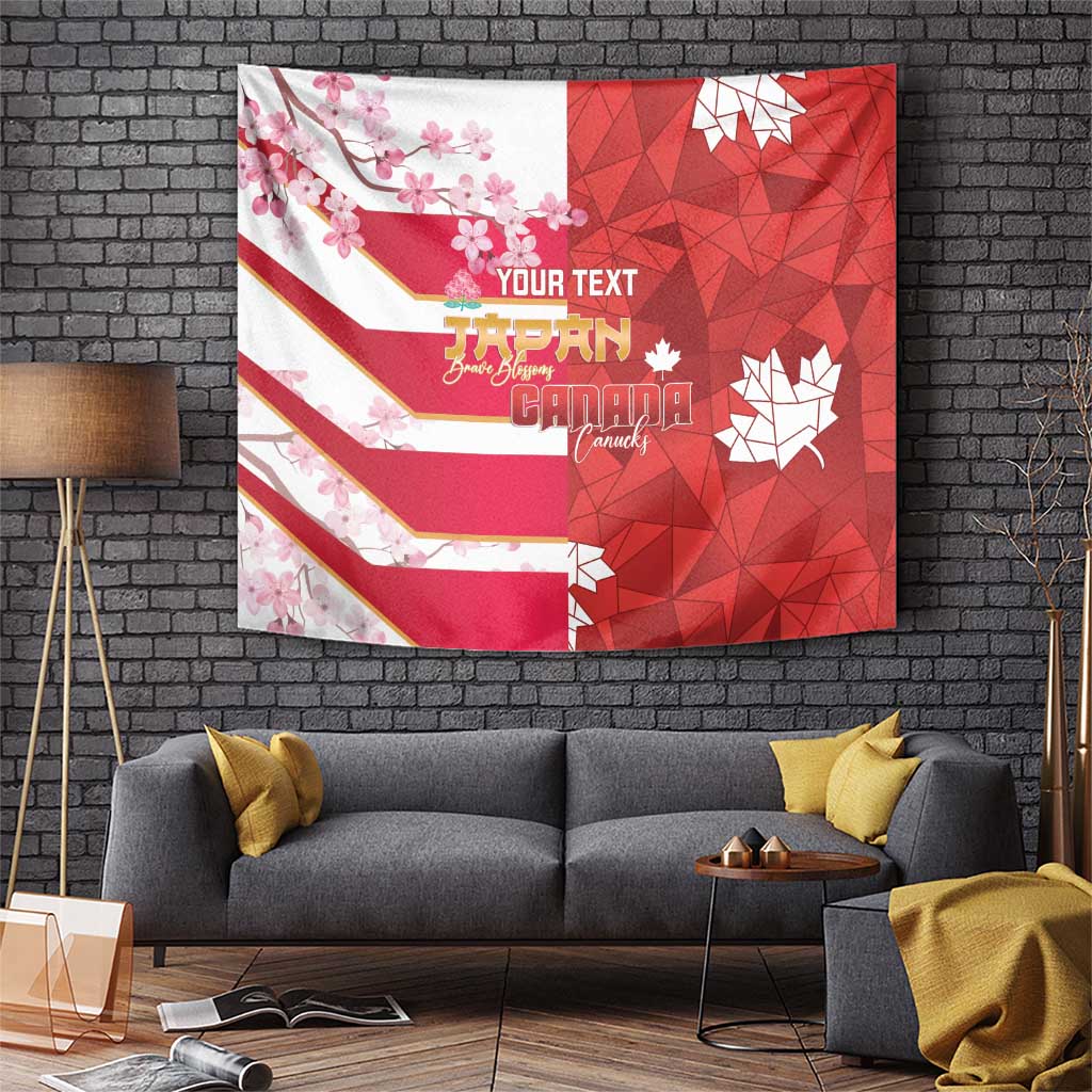 Canada and Japan Rugby Custom Tapestry Canucks Brave Blossoms Together Pacific - Polynesian Pride