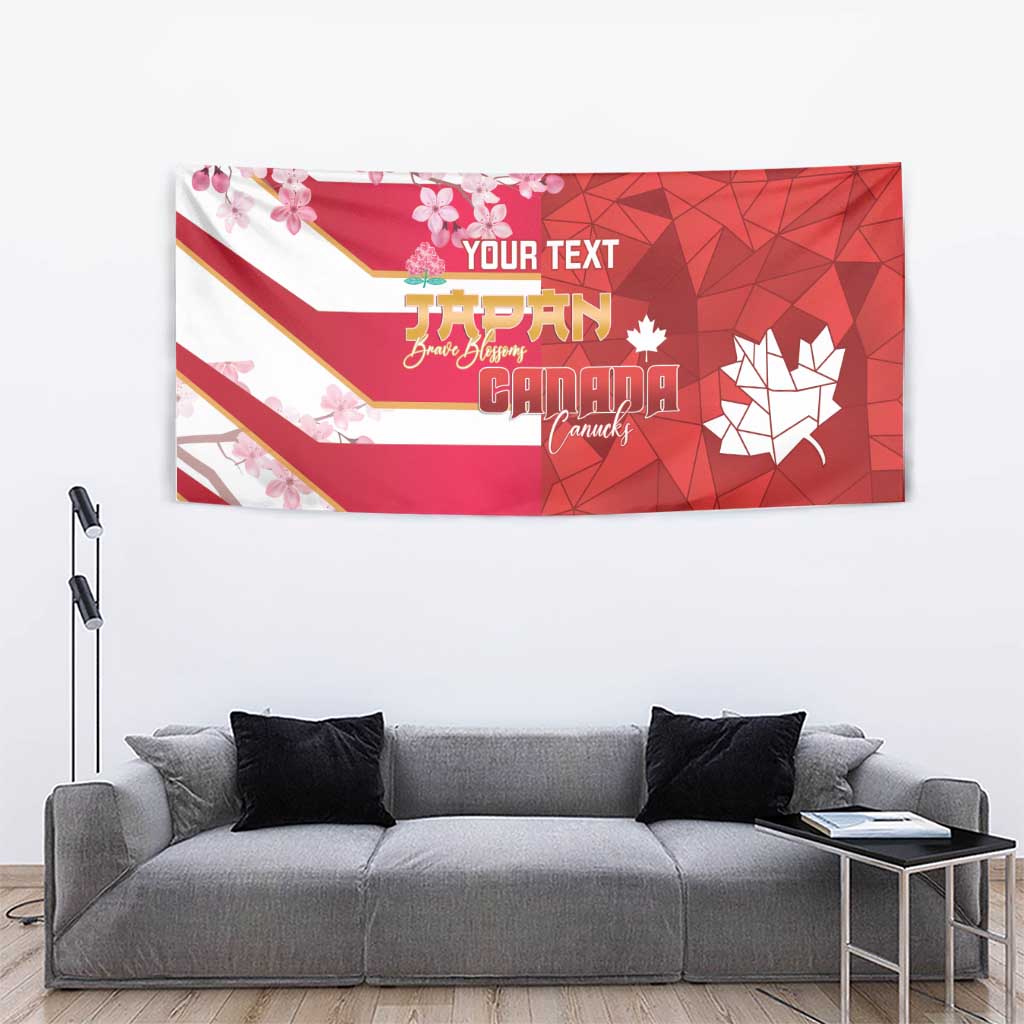 Canada and Japan Rugby Custom Tapestry Canucks Brave Blossoms Together Pacific - Polynesian Pride