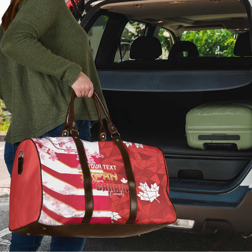 Canada and Japan Rugby Custom Travel Bag Canucks Brave Blossoms Together Pacific - Polynesian Pride