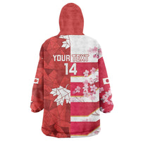 Canada and Japan Rugby Custom Wearable Blanket Hoodie Canucks Brave Blossoms Together Pacific - Polynesian Pride