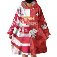 Canada and Japan Rugby Custom Wearable Blanket Hoodie Canucks Brave Blossoms Together Pacific - Polynesian Pride
