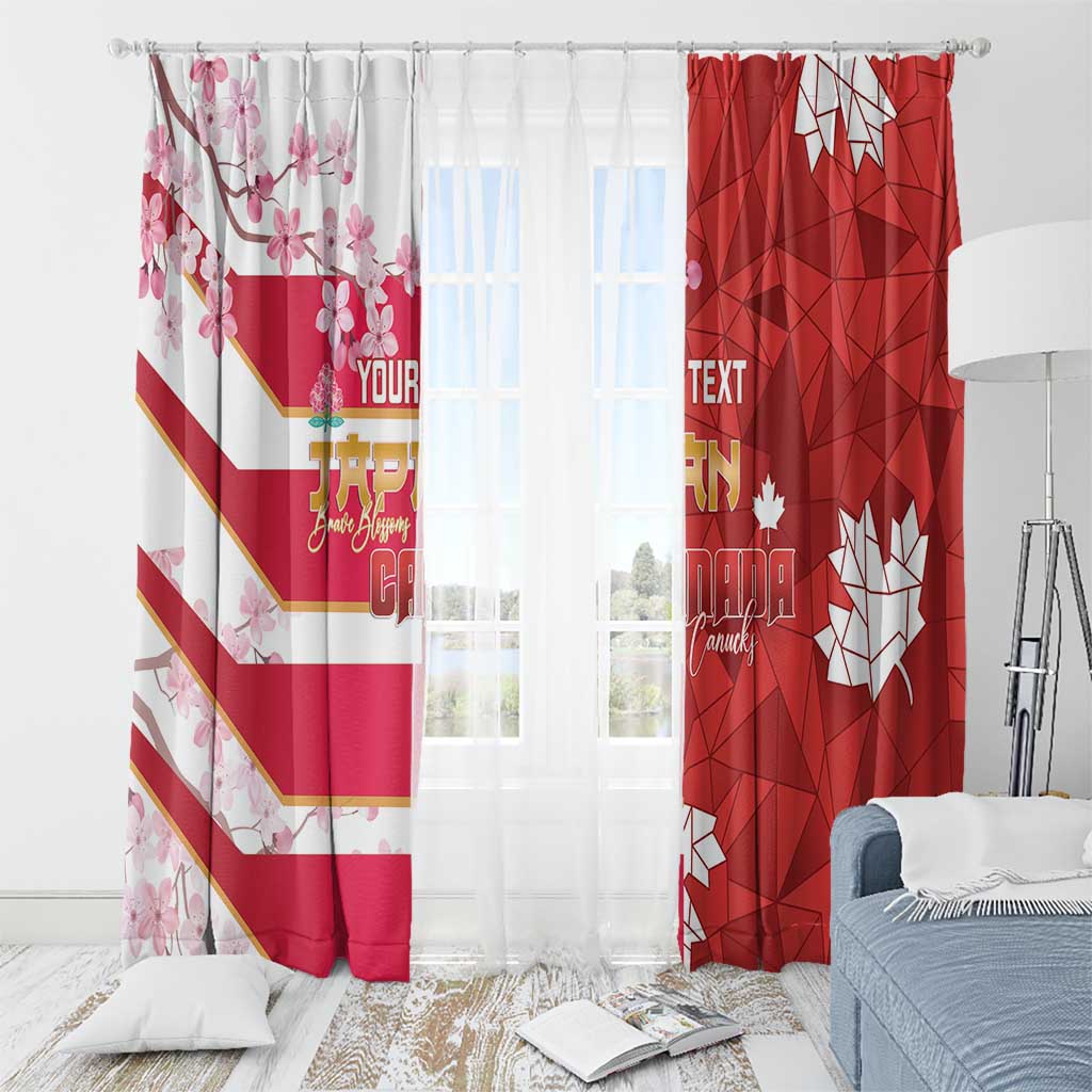 Canada and Japan Rugby Custom Window Curtain Canucks Brave Blossoms Together Pacific - Polynesian Pride
