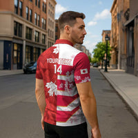 Canada and Japan Rugby Custom Zipper Polo Shirt Canucks Brave Blossoms Together Pacific - Polynesian Pride