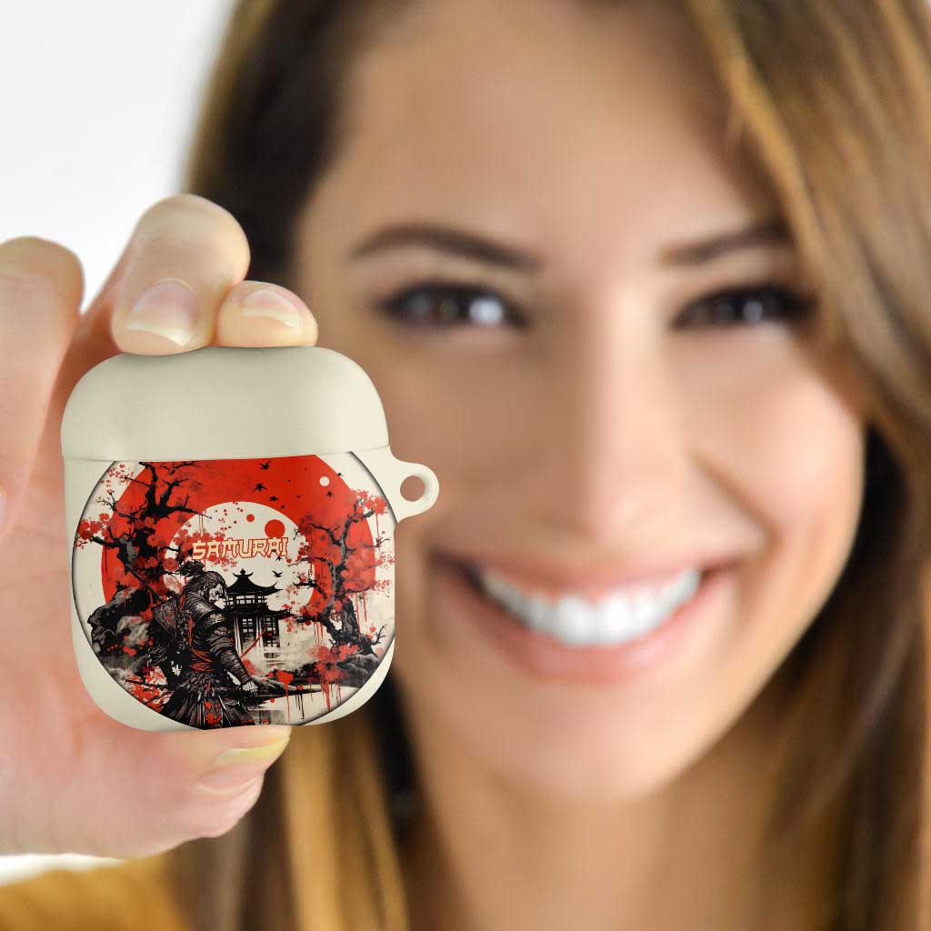 Samurai Warrior Japan AirPods Case Red-blossomed Tree Classic Japanese Stylized - Polynesian Pride