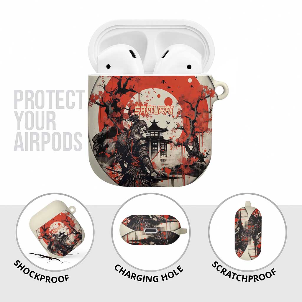 Samurai Warrior Japan AirPods Case Red-blossomed Tree Classic Japanese Stylized - Polynesian Pride