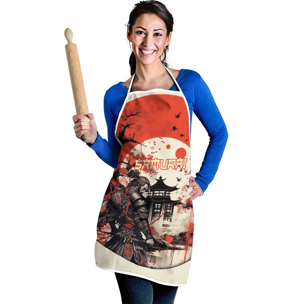 Samurai Warrior Japan Apron Red-blossomed Tree Classic Japanese Stylized LT14 - Polynesian Pride