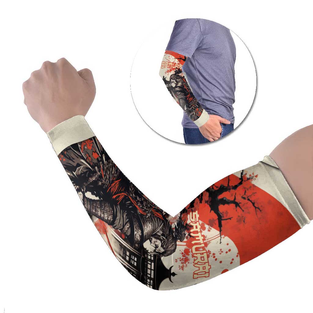 Samurai Warrior Japan Arm Sleeves Red-blossomed Tree Classic Japanese Stylized - Polynesian Pride