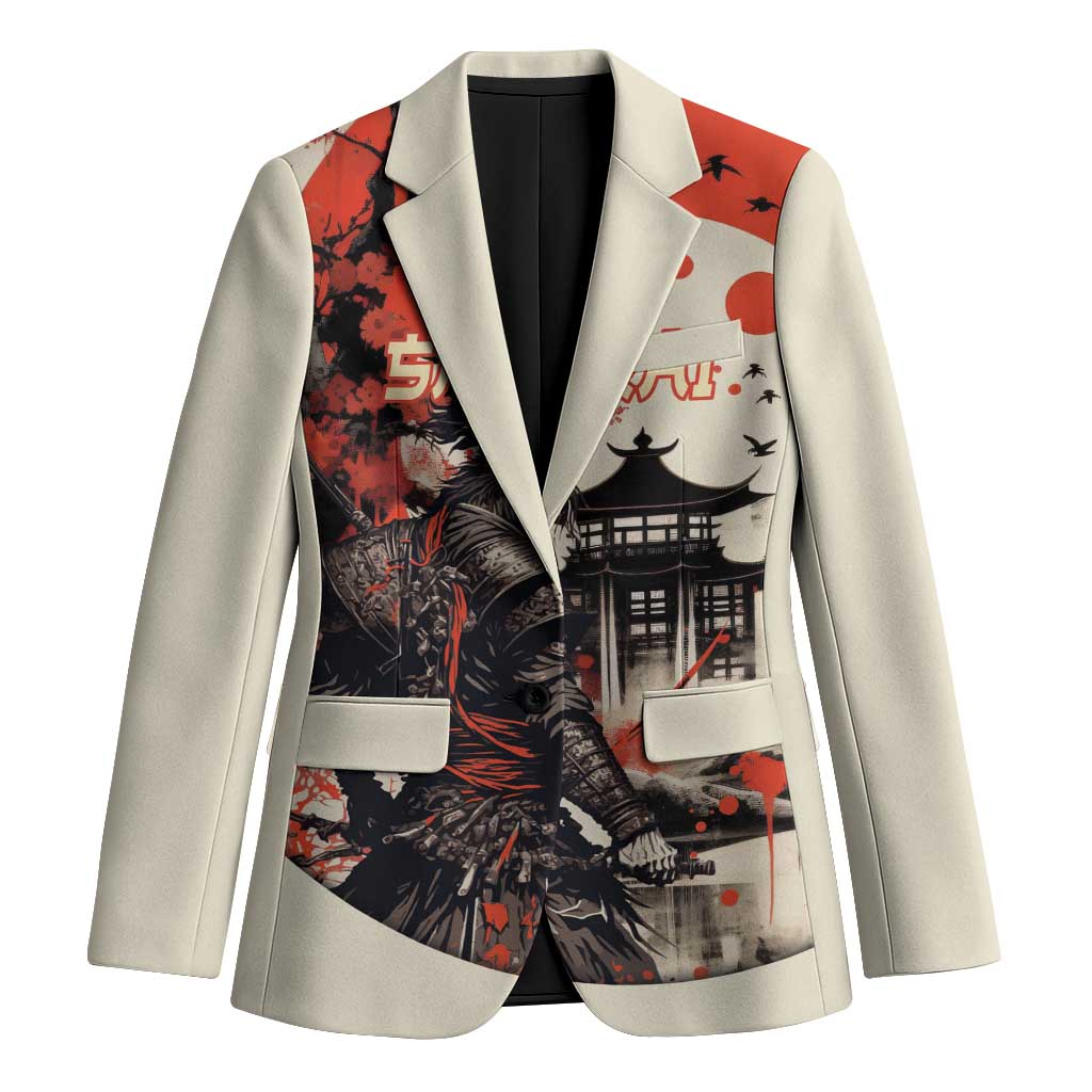 Samurai Warrior Japan Blazer Red-blossomed Tree Classic Japanese Stylized - Polynesian Pride
