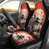 Samurai Warrior Japan Car Seat Cover Red-blossomed Tree Classic Japanese Stylized - Polynesian Pride