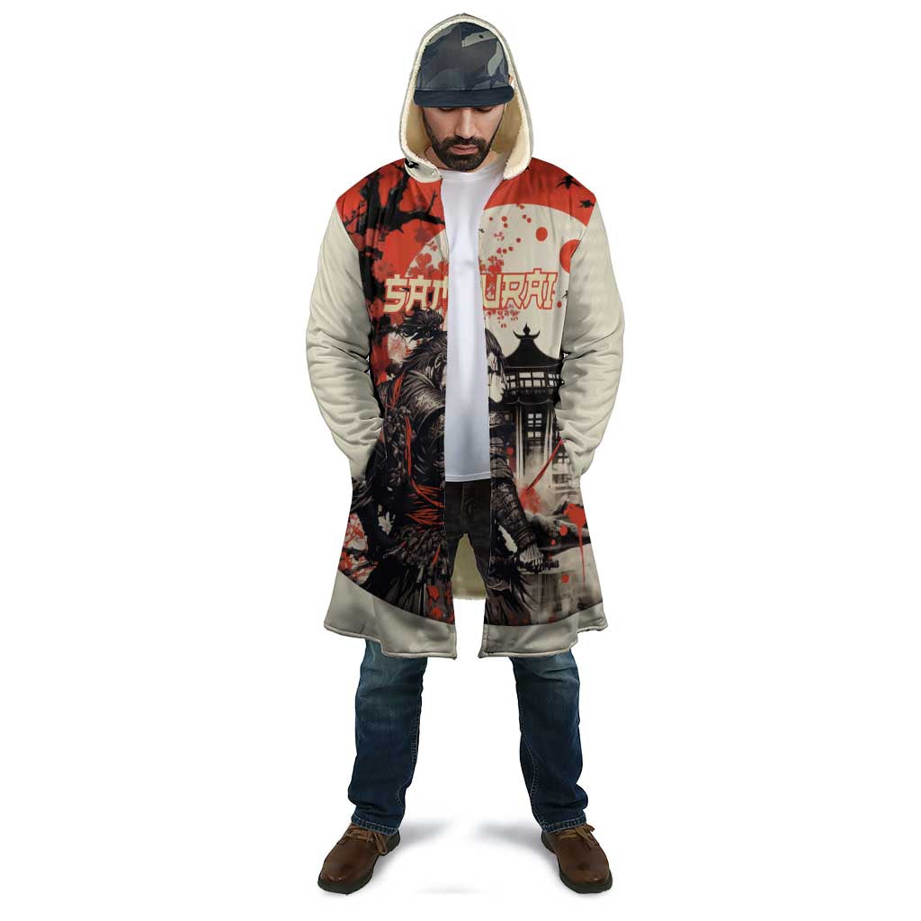 Samurai Warrior Japan Cloak Red-blossomed Tree Classic Japanese Stylized - Polynesian Pride