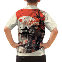 Samurai Warrior Japan Family Matching Summer Maxi Dress and Hawaiian Shirt Red-blossomed Tree Classic Japanese Stylized LT14 - Polynesian Pride