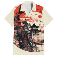 Samurai Warrior Japan Family Matching Summer Maxi Dress and Hawaiian Shirt Red-blossomed Tree Classic Japanese Stylized LT14 Dad's Shirt - Short Sleeve Red - Polynesian Pride