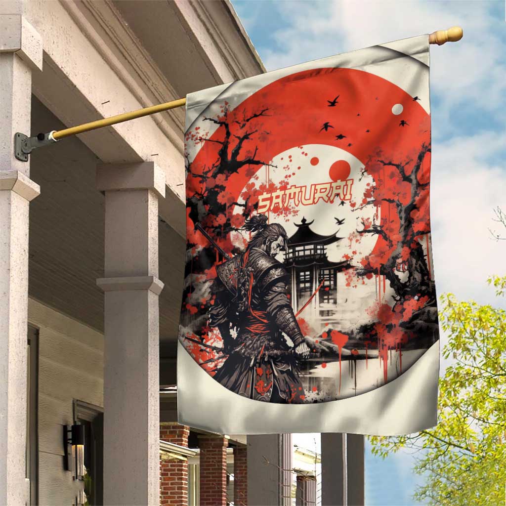 Samurai Warrior Japan Garden Flag Red-blossomed Tree Classic Japanese Stylized - Polynesian Pride