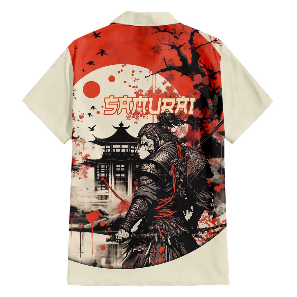 Samurai Warrior Japan Hawaiian Shirt Red-blossomed Tree Classic Japanese Stylized - Polynesian Pride