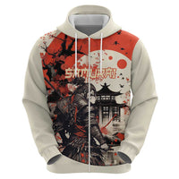 Samurai Warrior Japan Hoodie Red-blossomed Tree Classic Japanese Stylized - Polynesian Pride