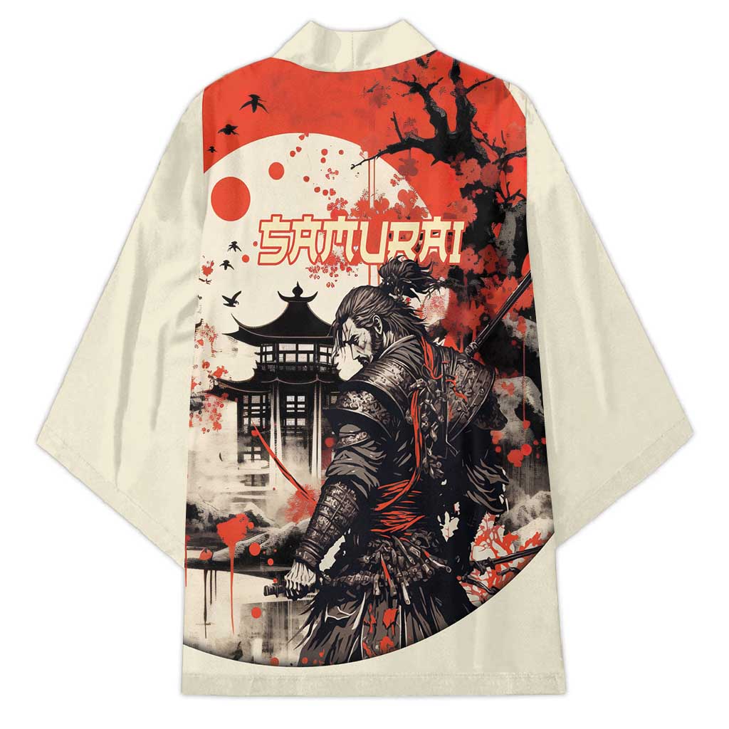 Samurai Warrior Japan Kimono Red-blossomed Tree Classic Japanese Stylized - Polynesian Pride