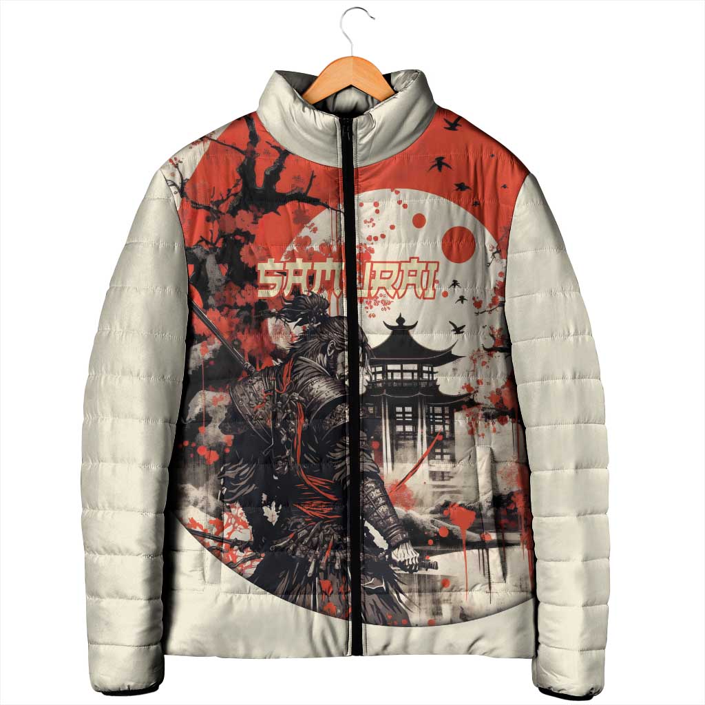 Samurai Warrior Japan Padded Jacket Red-blossomed Tree Classic Japanese Stylized - Polynesian Pride
