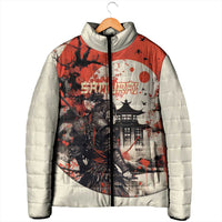 Samurai Warrior Japan Padded Jacket Red-blossomed Tree Classic Japanese Stylized - Polynesian Pride