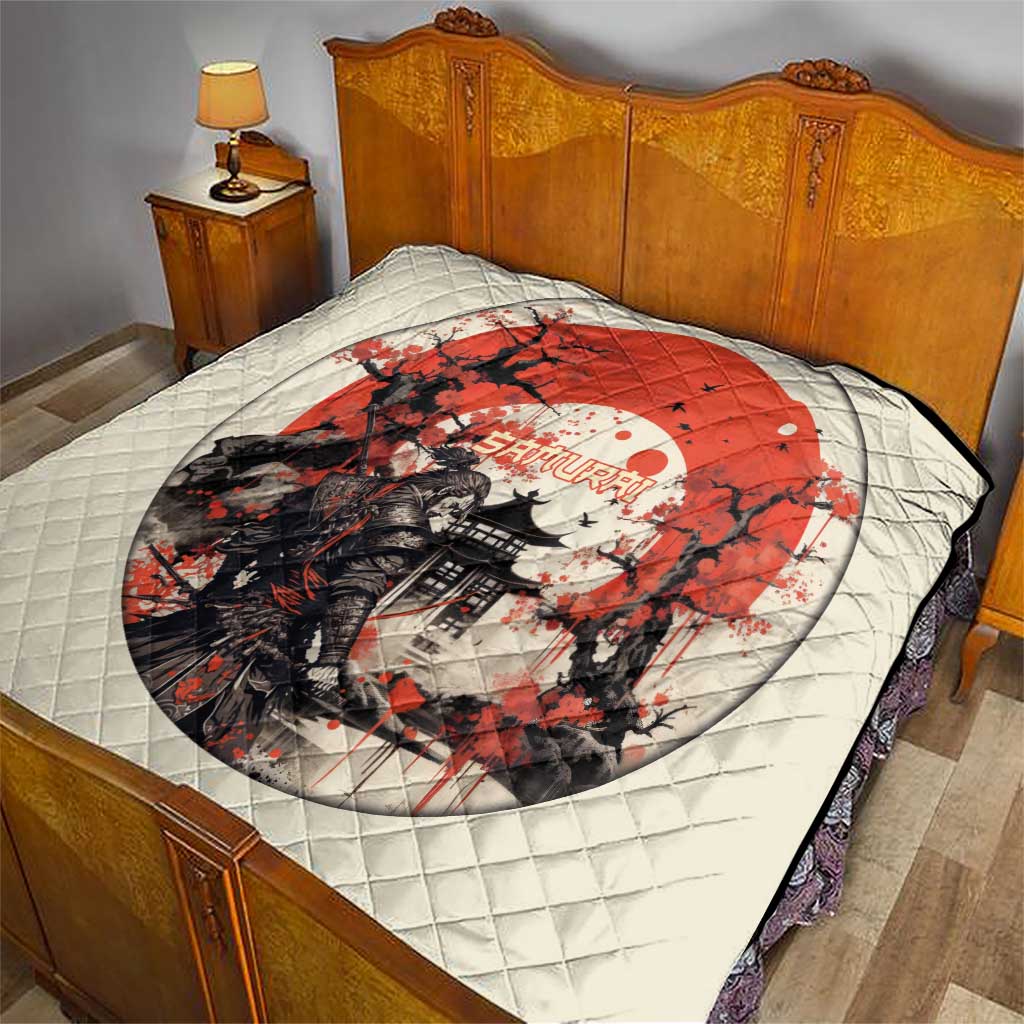Samurai Warrior Japan Quilt Red-blossomed Tree Classic Japanese Stylized - Polynesian Pride