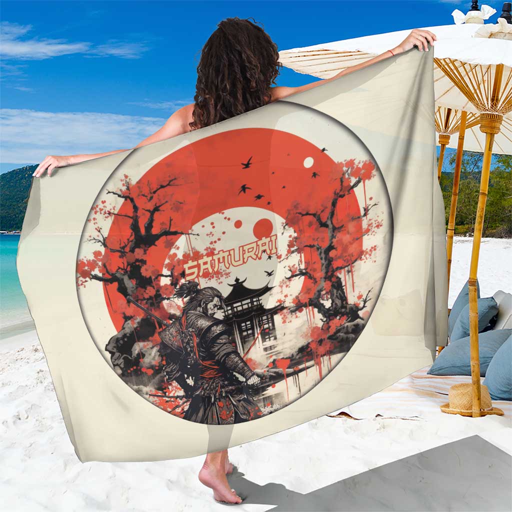 Samurai Warrior Japan Sarong Red-blossomed Tree Classic Japanese Stylized - Polynesian Pride