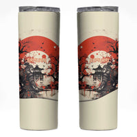Samurai Warrior Japan Skinny Tumbler Red-blossomed Tree Classic Japanese Stylized - Polynesian Pride