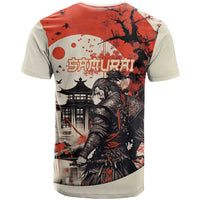 Samurai Warrior Japan T Shirt Red-blossomed Tree Classic Japanese Stylized - Polynesian Pride