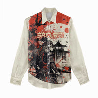 Samurai Warrior Japan Women Casual Shirt Red-blossomed Tree Classic Japanese Stylized - Polynesian Pride