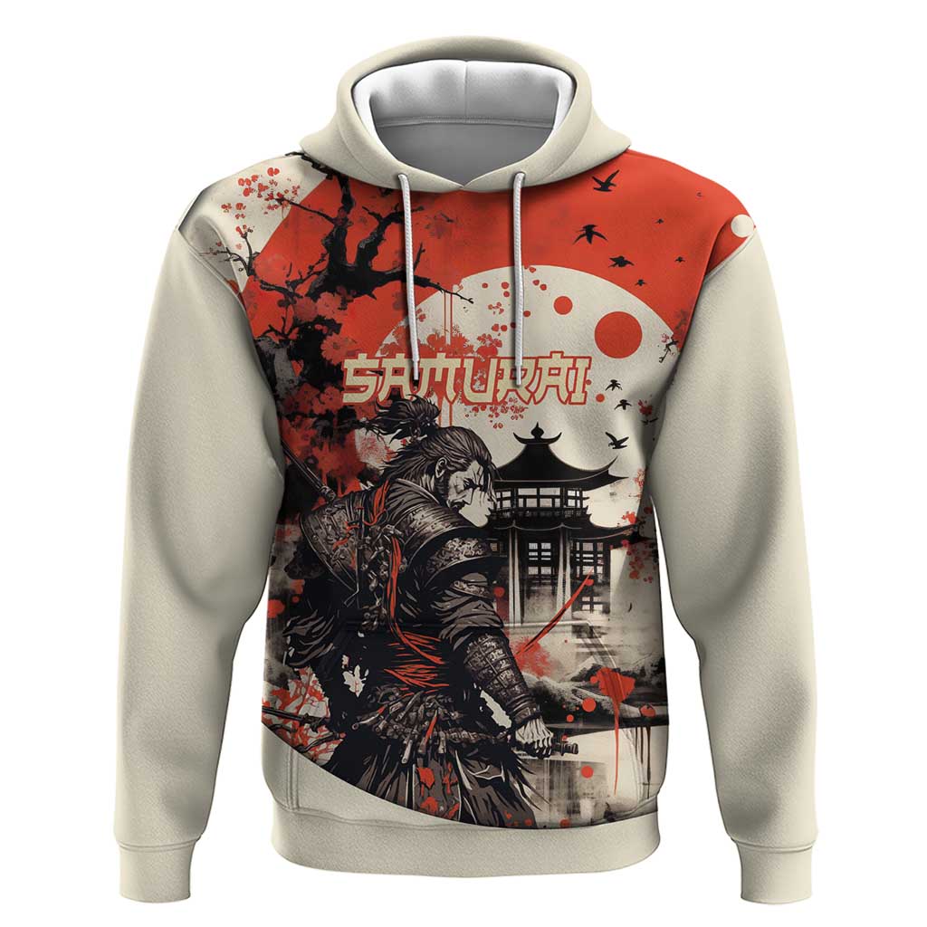 Samurai Warrior Japan Zip Hoodie Red-blossomed Tree Classic Japanese Stylized - Polynesian Pride