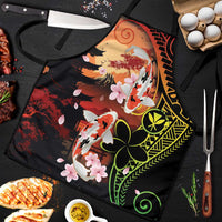 Hawaiian and Japanese Apron Koi Fish With Kanaka Polynesian Tattoo LT14 Black - Polynesian Pride