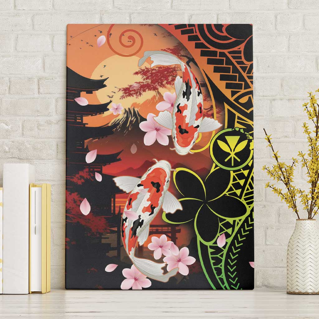 Hawaiian and Japanese Canvas Wall Art Koi Fish With Kanaka Polynesian Tattoo - Polynesian Pride
