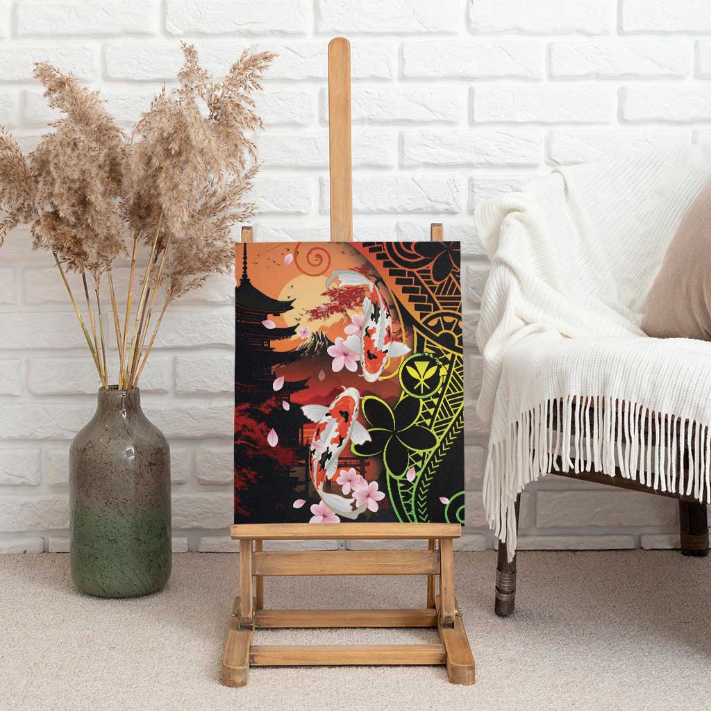 Hawaiian and Japanese Canvas Wall Art Koi Fish With Kanaka Polynesian Tattoo - Polynesian Pride