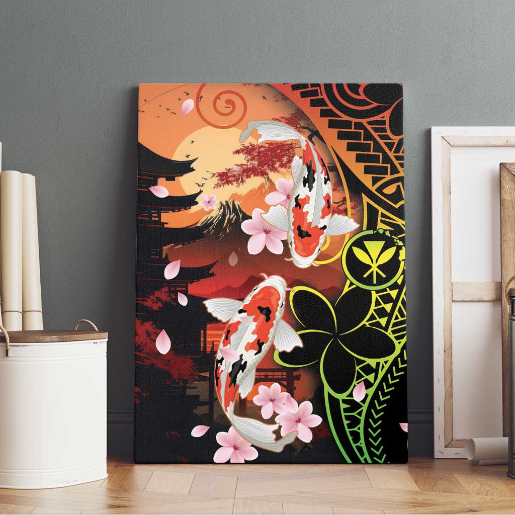 Hawaiian and Japanese Canvas Wall Art Koi Fish With Kanaka Polynesian Tattoo - Polynesian Pride