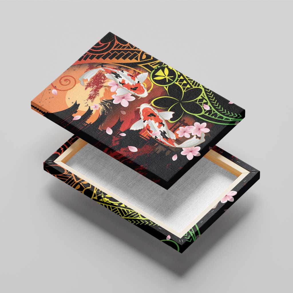 Hawaiian and Japanese Canvas Wall Art Koi Fish With Kanaka Polynesian Tattoo - Polynesian Pride