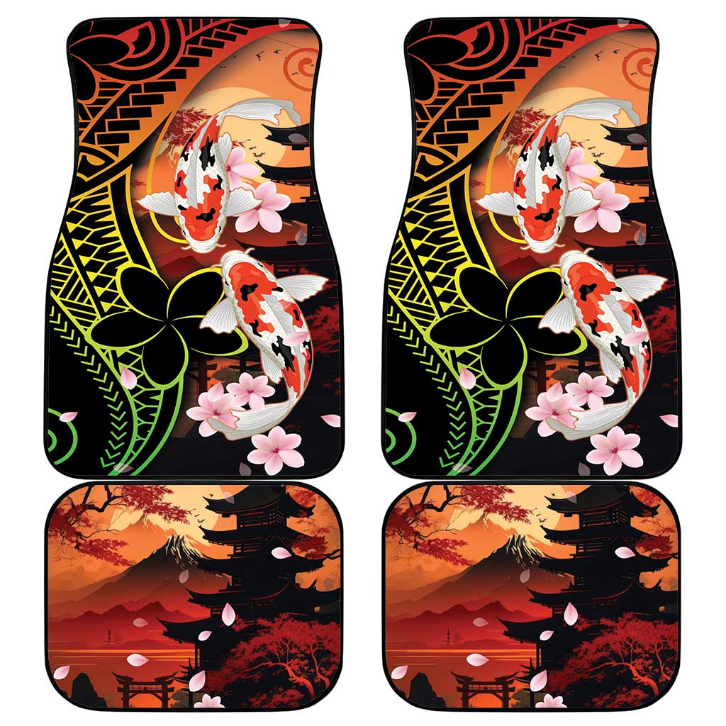Hawaiian and Japanese Car Mats Koi Fish With Kanaka Polynesian Tattoo - Polynesian Pride