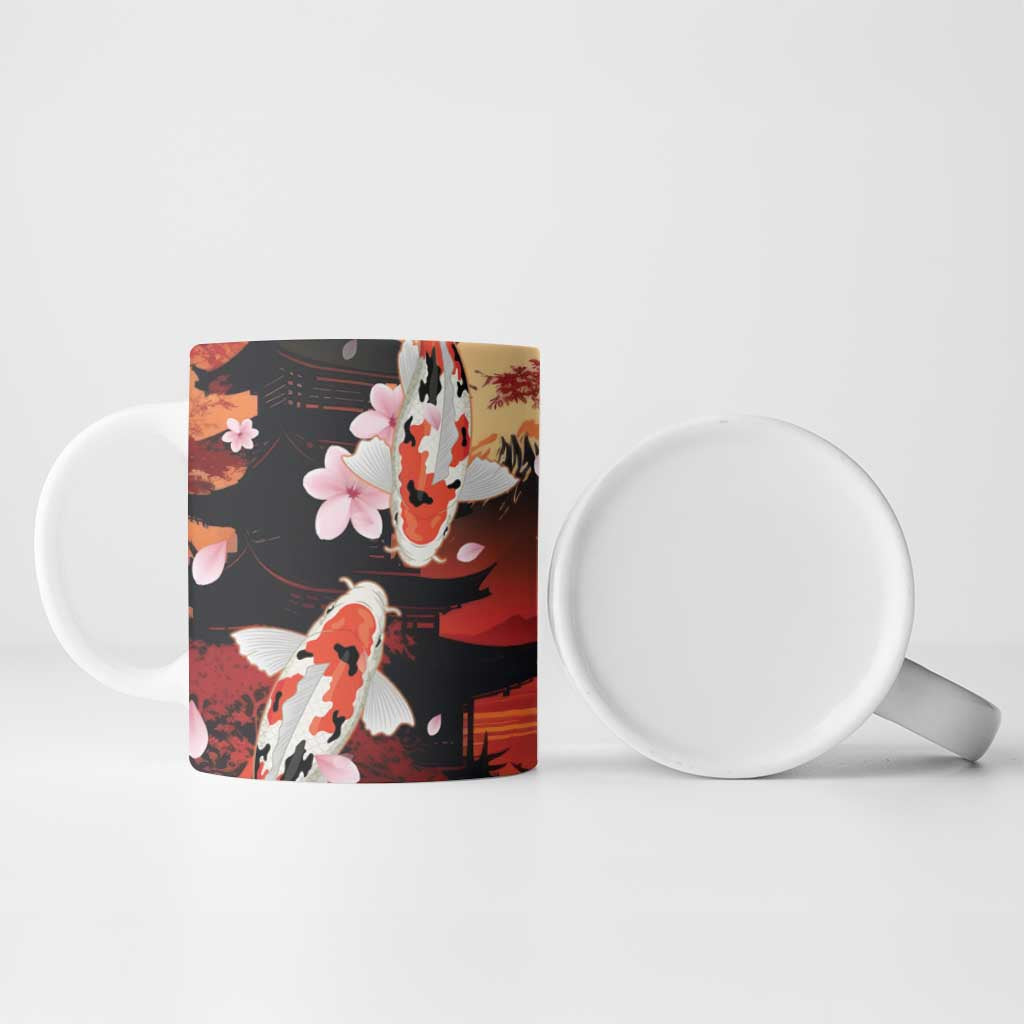 Hawaiian and Japanese Ceramic Mug Koi Fish With Kanaka Polynesian Tattoo - Polynesian Pride