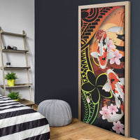 Hawaiian and Japanese Door Cover Koi Fish With Kanaka Polynesian Tattoo - Polynesian Pride
