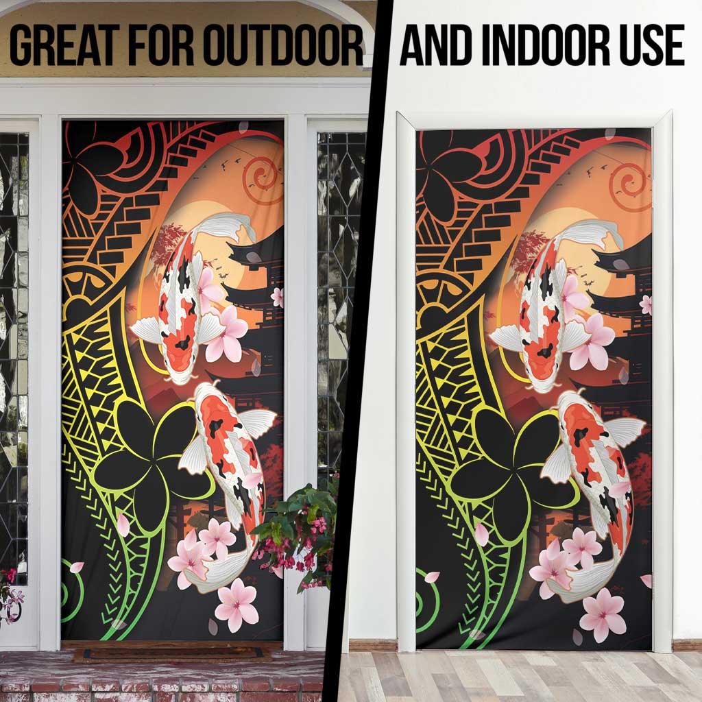 Hawaiian and Japanese Door Cover Koi Fish With Kanaka Polynesian Tattoo - Polynesian Pride