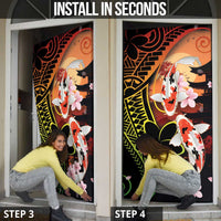 Hawaiian and Japanese Door Cover Koi Fish With Kanaka Polynesian Tattoo - Polynesian Pride