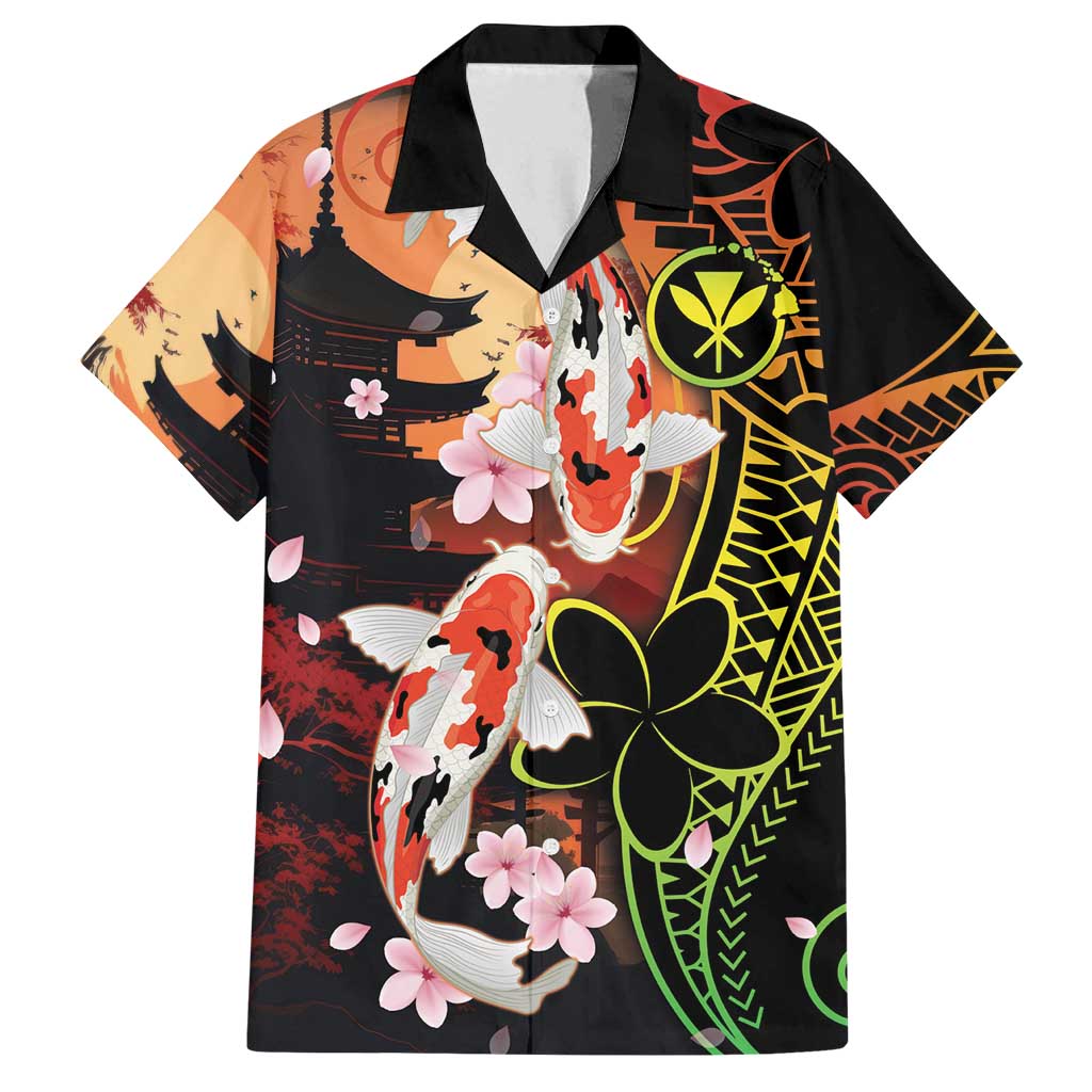 Hawaiian and Japanese Family Matching Long Sleeve Bodycon Dress and Hawaiian Shirt Koi Fish With Kanaka Polynesian Tattoo - Polynesian Pride