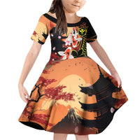 Hawaiian and Japanese Family Matching Off Shoulder Short Dress and Hawaiian Shirt Koi Fish With Kanaka Polynesian Tattoo - Polynesian Pride