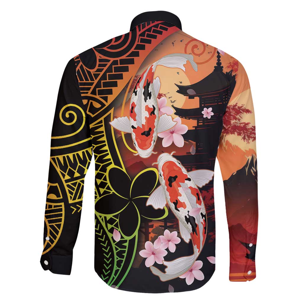 Hawaiian and Japanese Family Matching Tank Maxi Dress and Hawaiian Shirt Koi Fish With Kanaka Polynesian Tattoo - Polynesian Pride