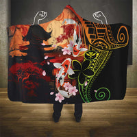 Hawaiian and Japanese Hooded Blanket Koi Fish With Kanaka Polynesian Tattoo - Polynesian Pride