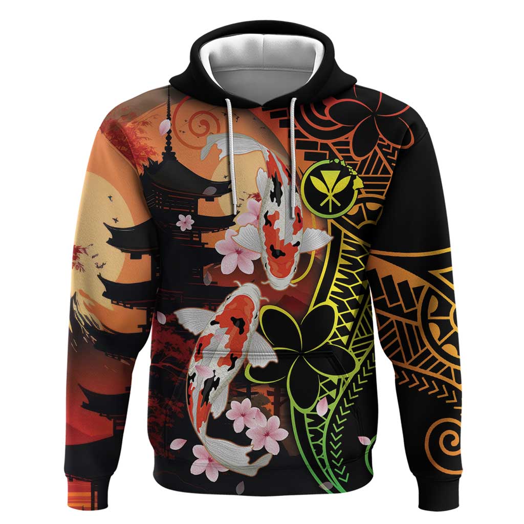 Hawaiian and Japanese Hoodie Koi Fish With Kanaka Polynesian Tattoo - Polynesian Pride