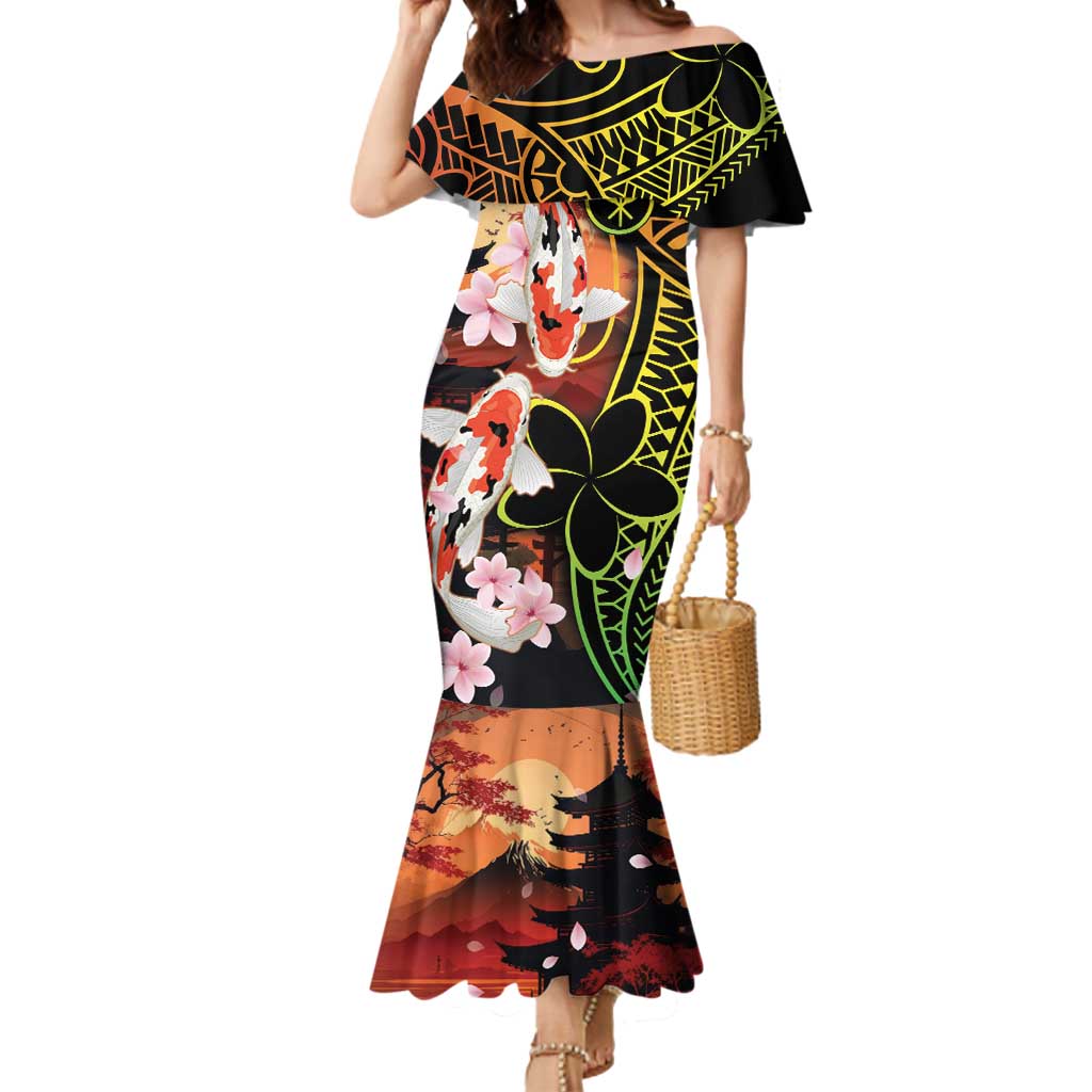 Hawaiian and Japanese Mermaid Dress Koi Fish With Kanaka Polynesian Tattoo - Polynesian Pride
