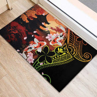 Hawaiian and Japanese Rubber Doormat Koi Fish With Kanaka Polynesian Tattoo - Polynesian Pride