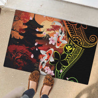 Hawaiian and Japanese Rubber Doormat Koi Fish With Kanaka Polynesian Tattoo - Polynesian Pride