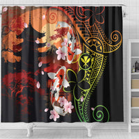 Hawaiian and Japanese Shower Curtain Koi Fish With Kanaka Polynesian Tattoo - Polynesian Pride