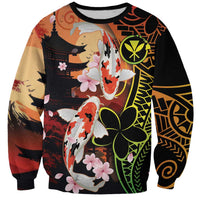 Hawaiian and Japanese Sweatshirt Koi Fish With Kanaka Polynesian Tattoo - Polynesian Pride